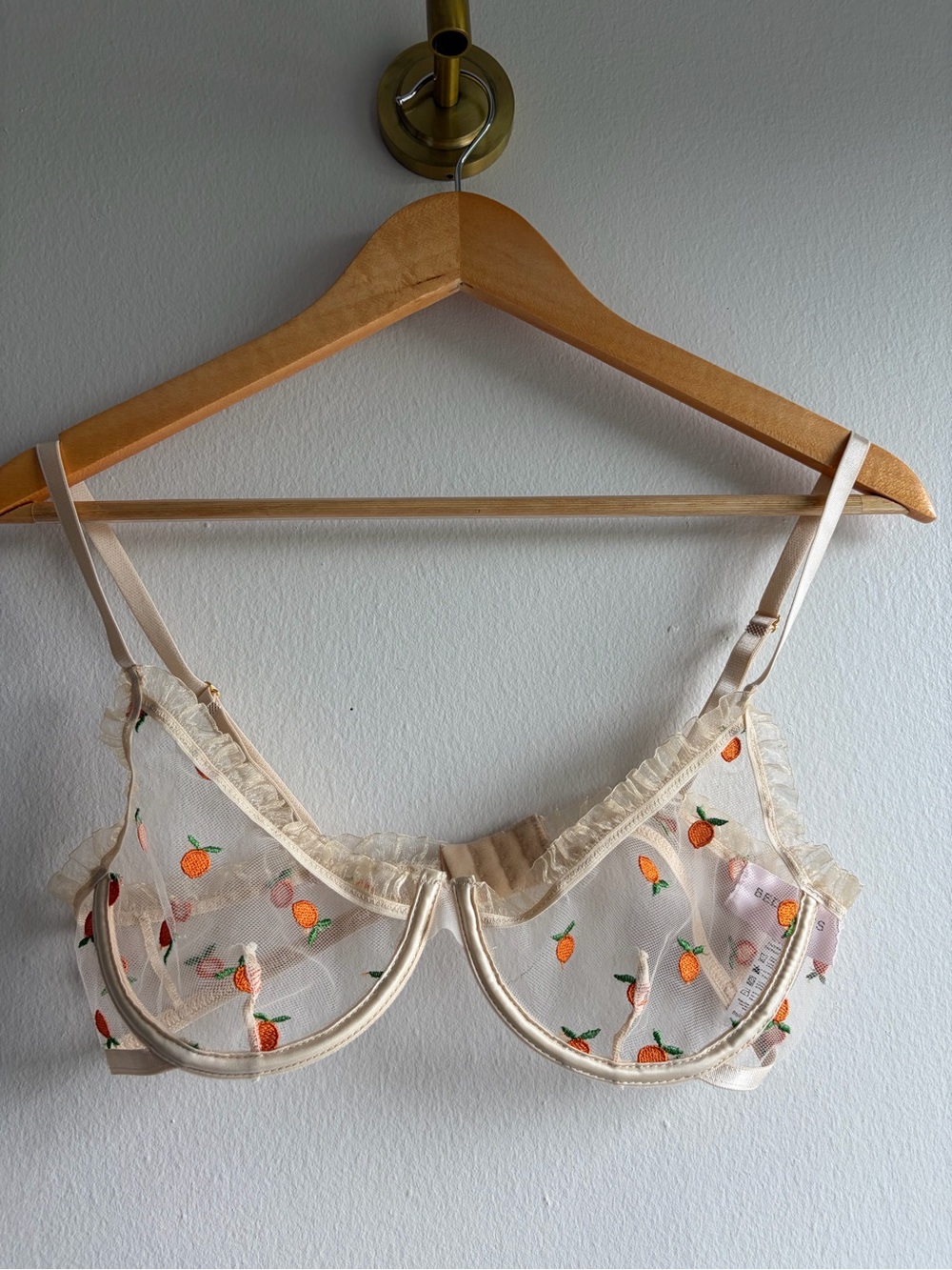 Sheer Embroidered Orange Print Underwire Bralette